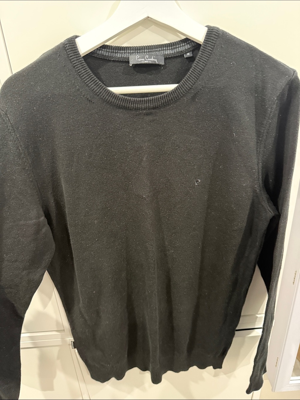 Pierre Cardin Black Crewneck Sweater - Minimal Logo